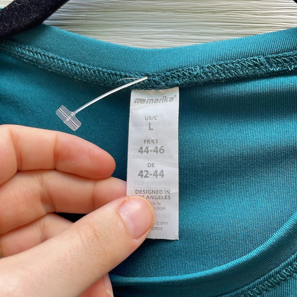 Teal Racerback Cropped Workout Tank Top - Picture 6 of 7
